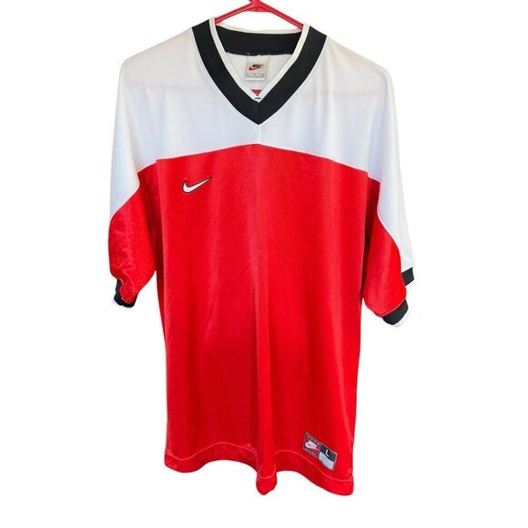 Vtg 90s Nike 3 Tone V-neck Jersey Large Sports Athletics Y2K Rare Athleisure - Picture 1 of 11